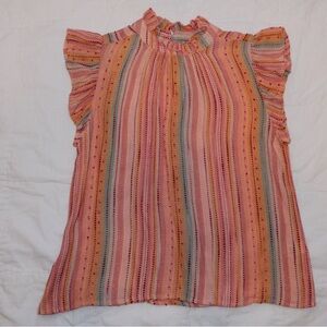 Striped Ruffle Sleeve Blouse